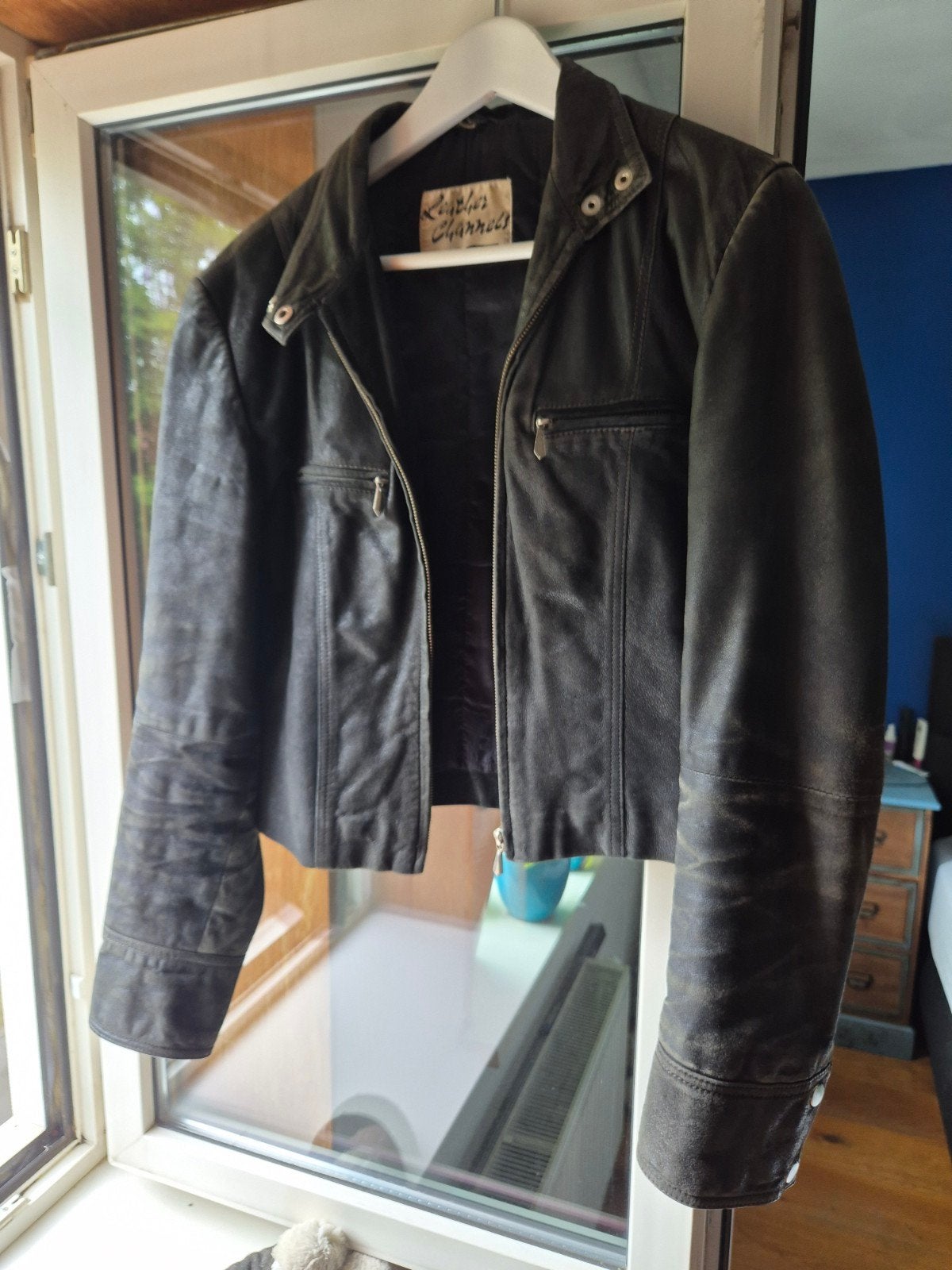 Vintage Leren Jas - Echt Leer - Maat M, Maat 38/40 (M), Leather Channels, Zwart, Ophalen of Verzenden