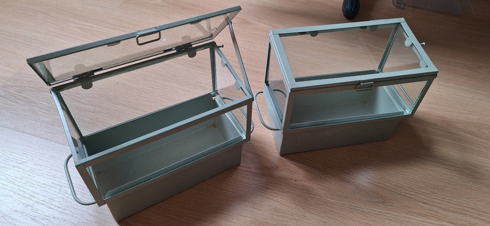 Set van 2 mini kweekkassen/decoratieve kassen, Ophalen, Glas, Gebruikt