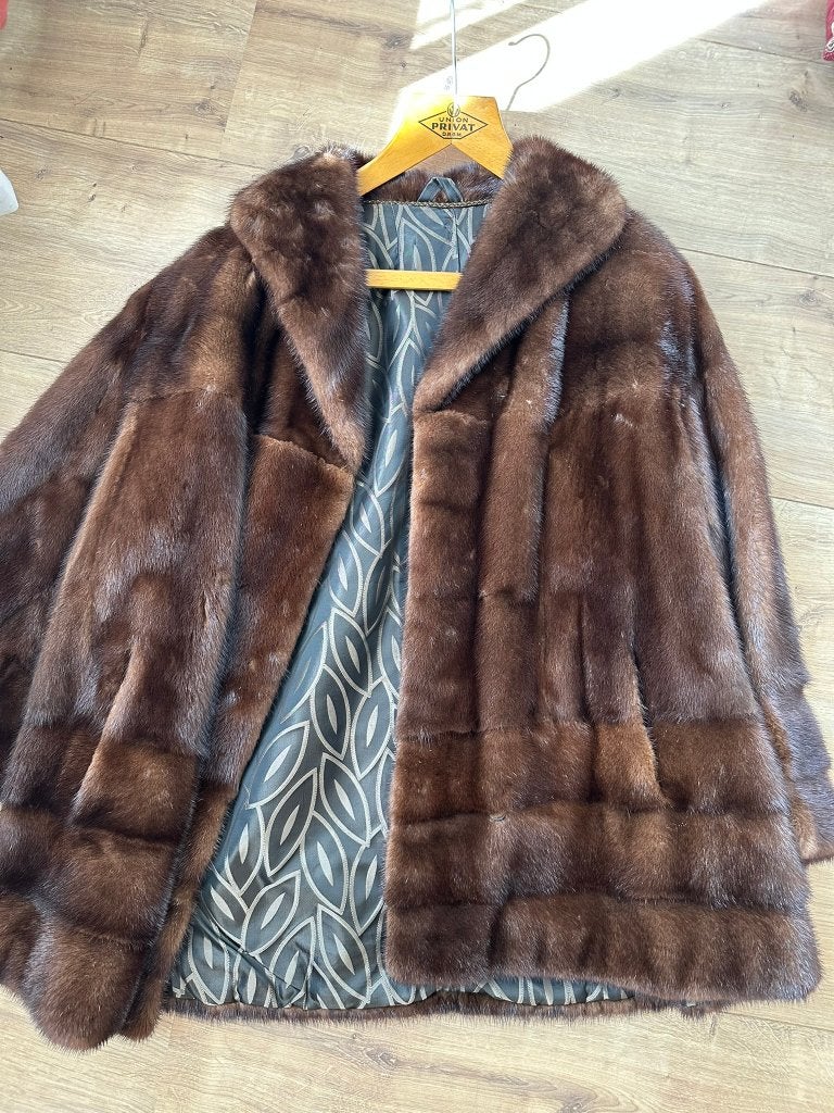 jas echt bont, nerts, te koop, Verzenden, Gedragen, Maat 38/40 (M), Bruin