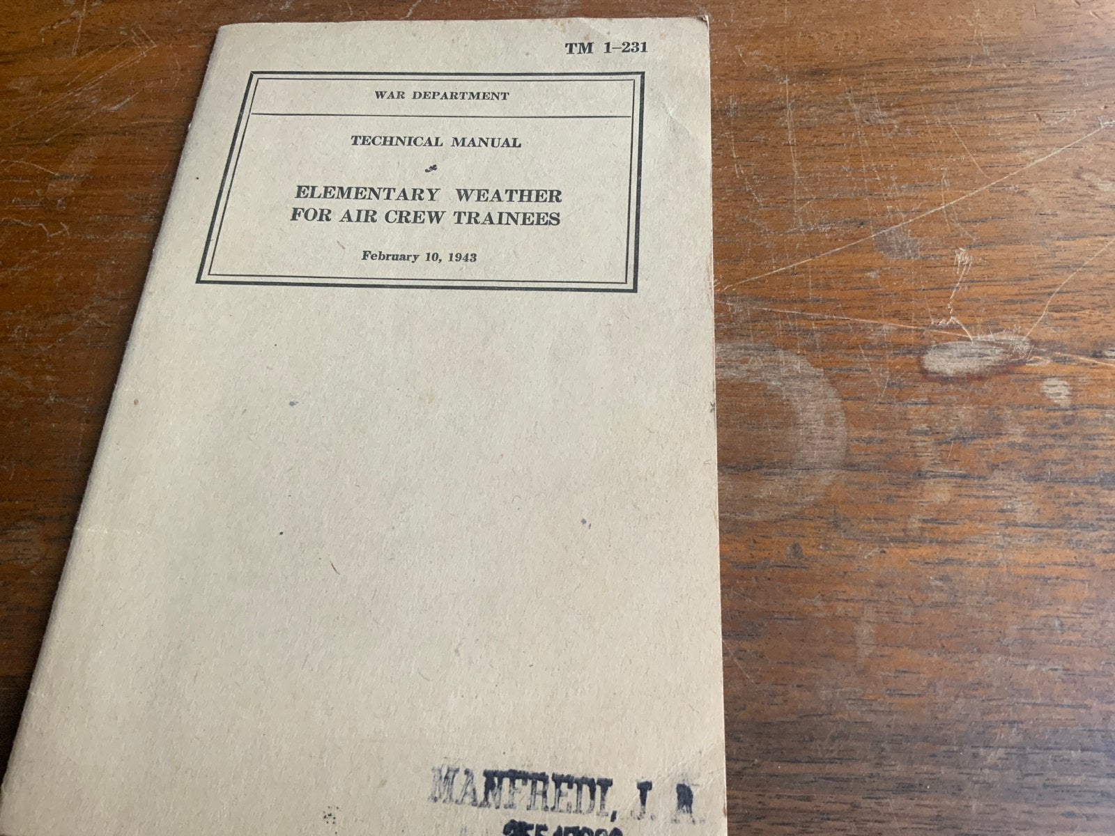 Technisch Handboek: Elementaire Weerkunde voor Vliegers 1943, Ophalen of Verzenden, Tweede Wereldoorlog, Gelezen, Luchtmacht