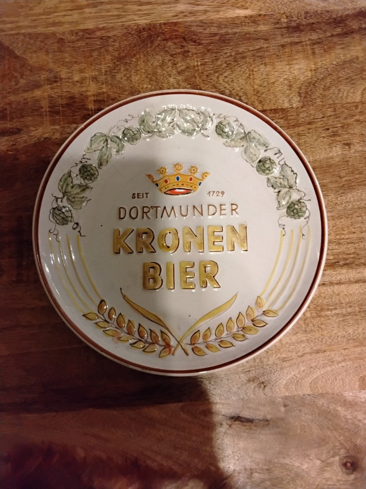Vintage Ulmer Keramik Dortmund Kronen Bier wandbord, Antiek en Kunst, Ophalen of Verzenden