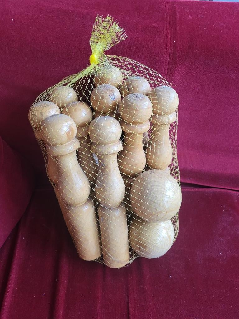 Houten kegelset / bowling met 10 kegels en 2 ballen, Ophalen of Verzenden, Nieuw