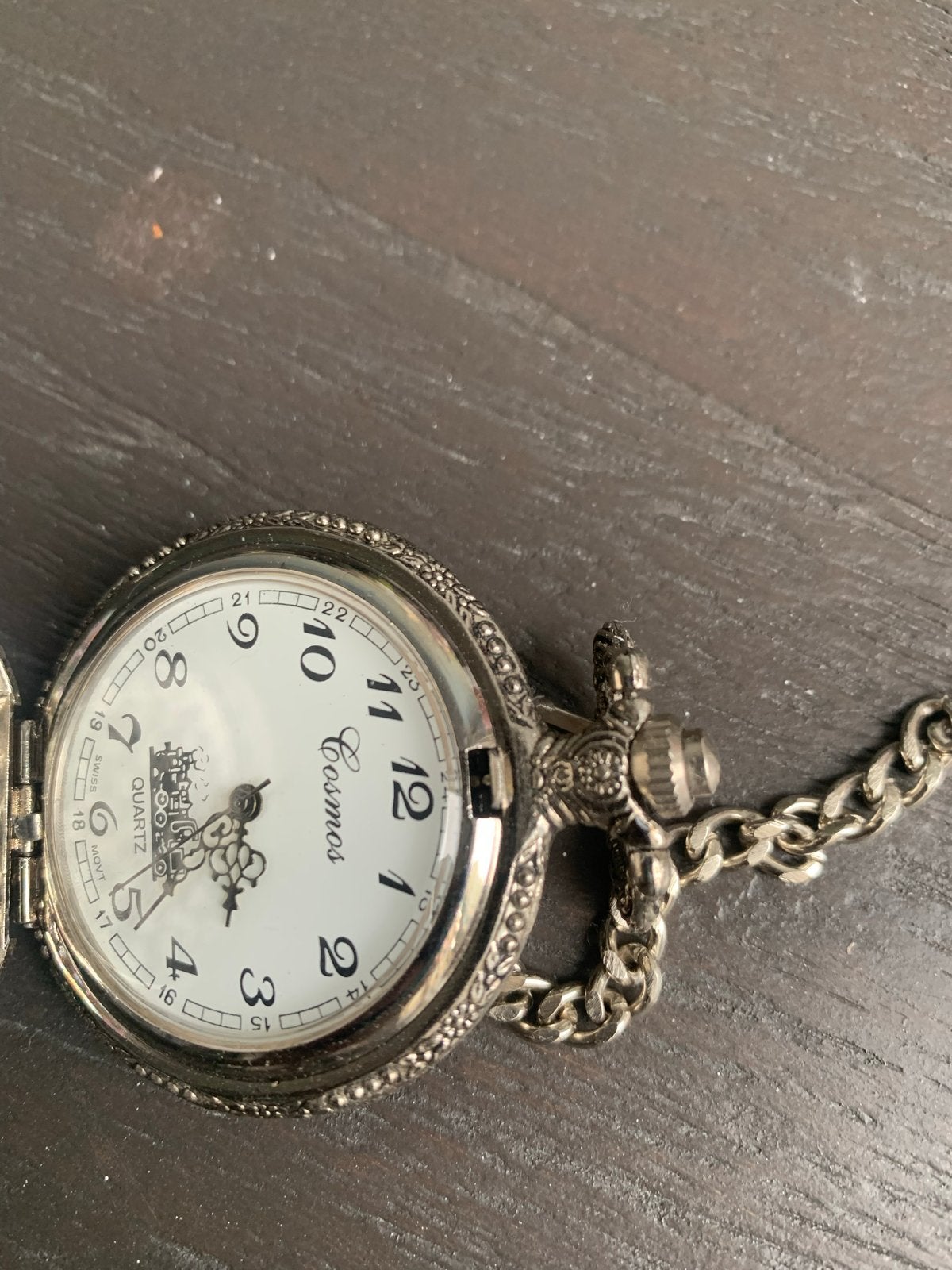 Vintage Zakhorloge met Ketting - Cosmos Quartz, Overige merken, Overige materialen, Zakhorloge, Ophalen of Verzenden