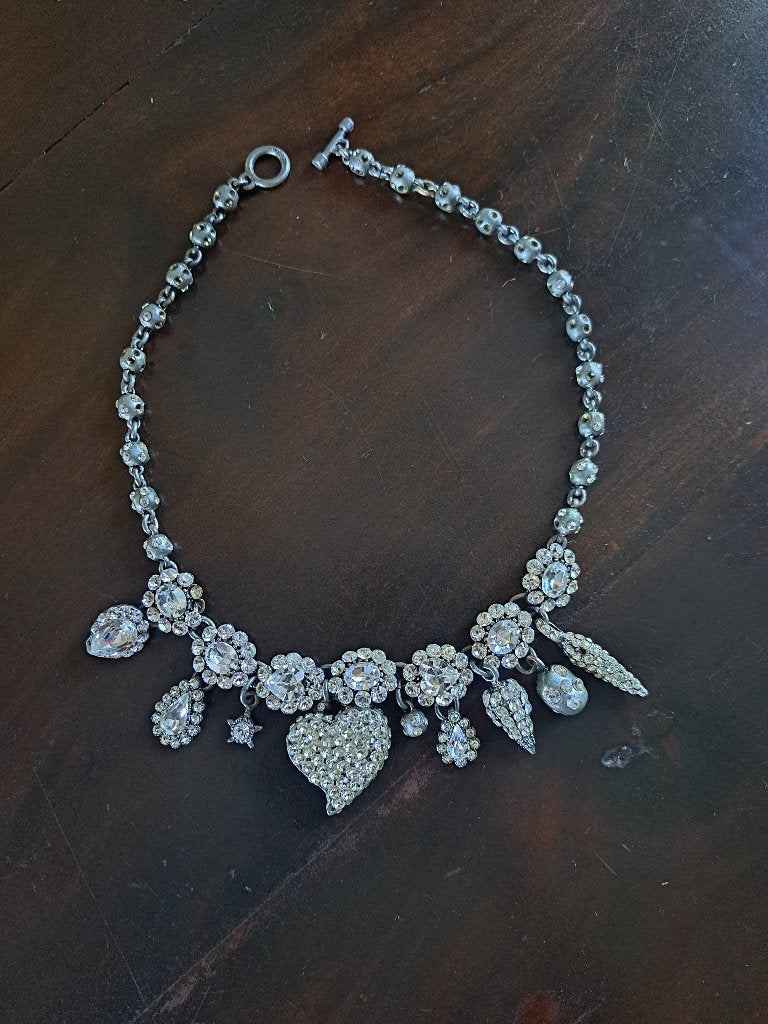 Vintage Rodrigo Otazu Ketting Swarovki Kristallen, Overige materialen, Zo goed als nieuw, Zilver, Ophalen