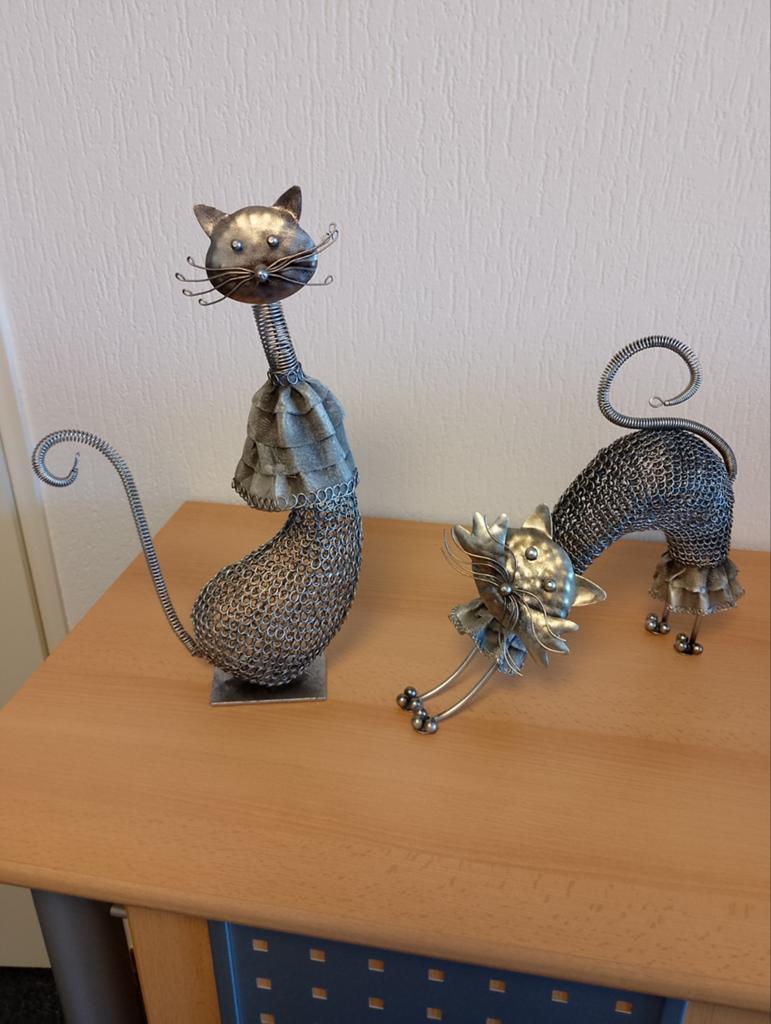 2 draad decoratie katten per stuk zie de fotos, Ophalen of Verzenden, Gebruikt