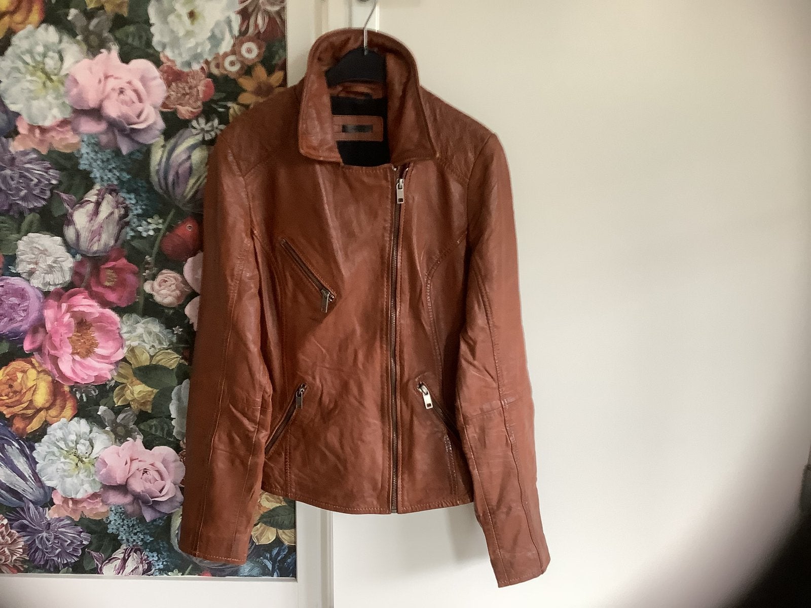 LEREN dames jas, Ophalen of Verzenden, Zo goed als nieuw, Maat 46/48 (XL) of groter, Zwart