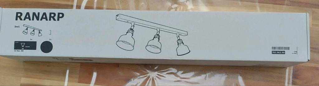 IKEA RANARP Plafondspot met 3 spots, zwart, Ophalen, Metaal of Aluminium, Nieuw, Industrieel, Modern