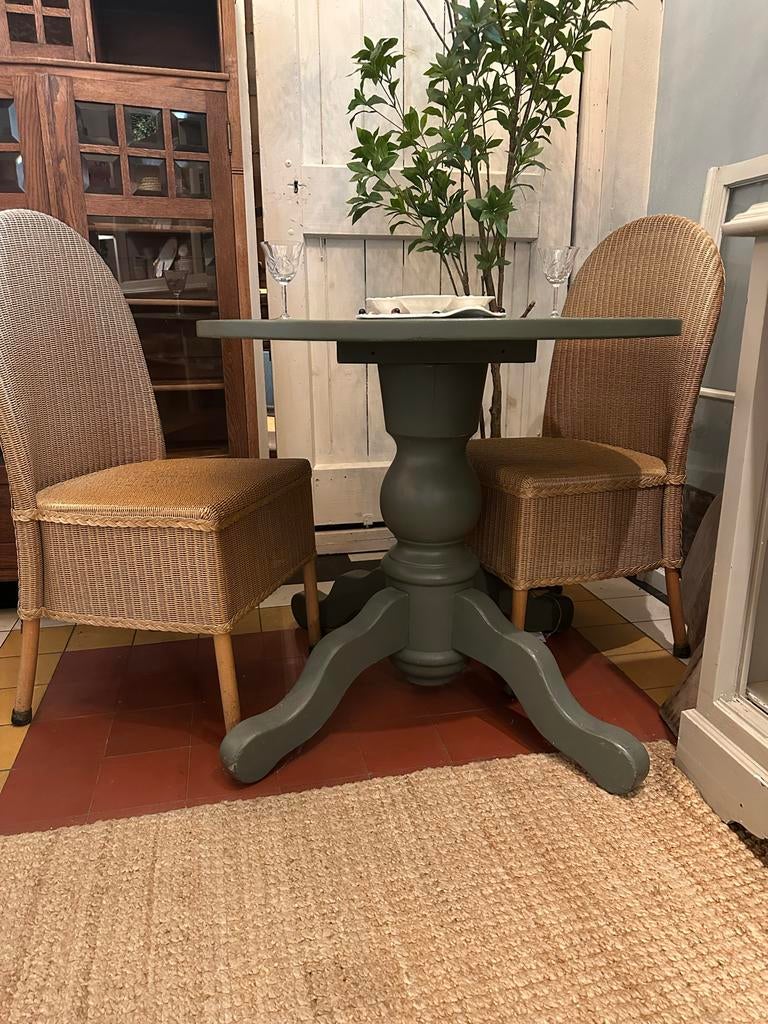 Mooie eet tafel rond in groen landelijke stijl IL Fienile, Ophalen, Gebruikt, IL Fienile, 100 tot 150 cm