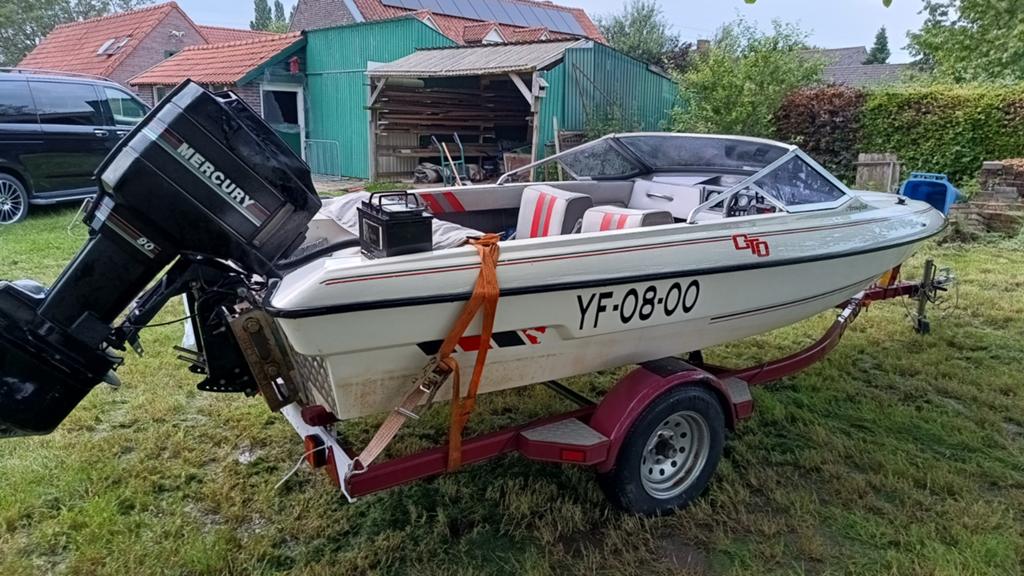 Fletcher speedboot met Mercury 90 pk buitenboordmotor, Overige merken, Gebruikt, Tot 1.00 meter, 70 tot 120 pk
