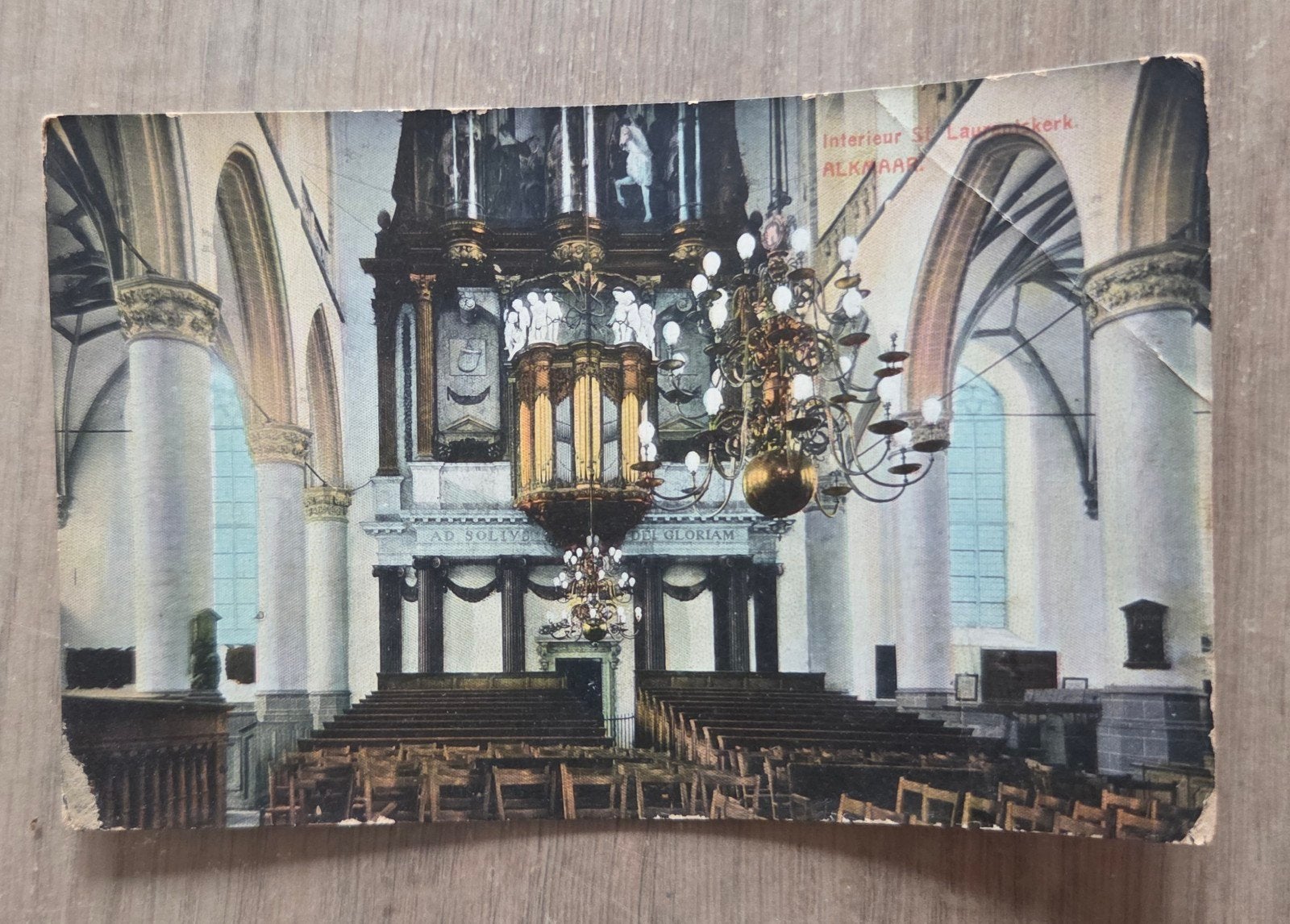 Oude Ansichtkaart Interieur St. Laurenskerk Alkmaar, Ophalen of Verzenden, Voor 1920, Gelopen, Noord-Holland