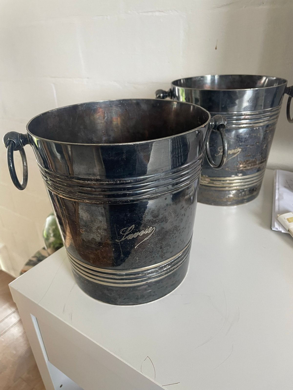 Set van 2 vintage verzilverde champagnekoelers, Ophalen, Zilver