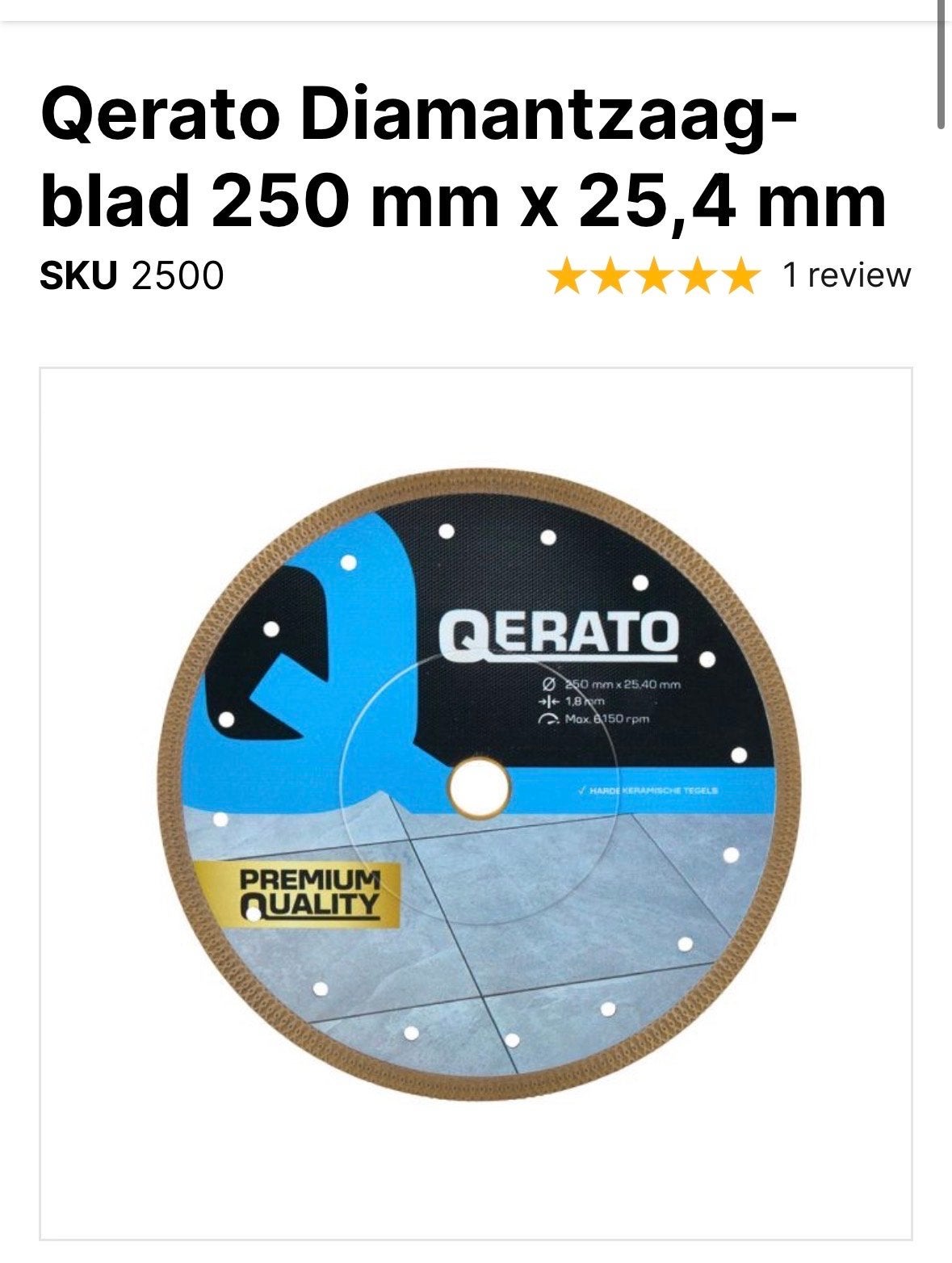 Qerato Diamantzaagblad 250 mm x 25,4 mm - Nieuw in verpakkin, Ophalen, Nieuw, Overige typen