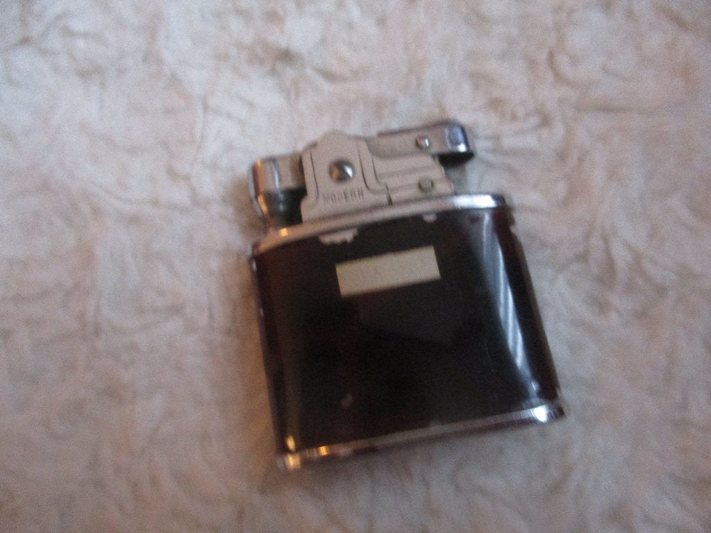 Vintage Modern Lite Aansteker - Bruin/Zilver, Verzamelen, Ophalen of Verzenden, Gebruikt, Aansteker