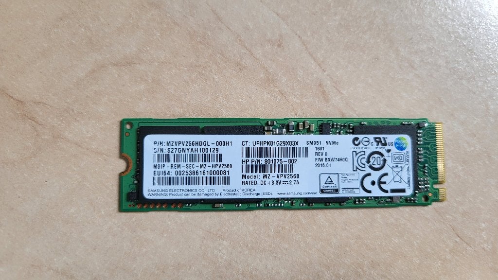 Samsung SM951 256GB M.2 NVMe SSD (MZ-VPV2560 / PCIe), Intern, SSD, 256 GB, Ophalen of Verzenden