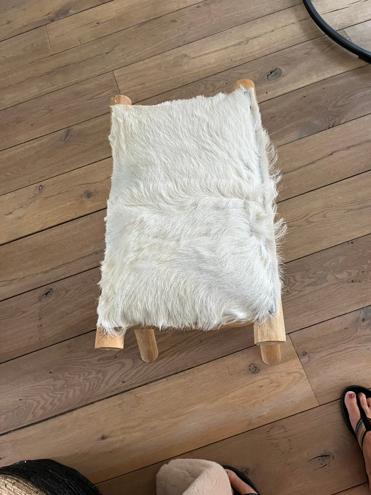 Krukje met koeien haar, Huis en Inrichting, Krukjes, Ophalen, Zo goed als nieuw, Hout