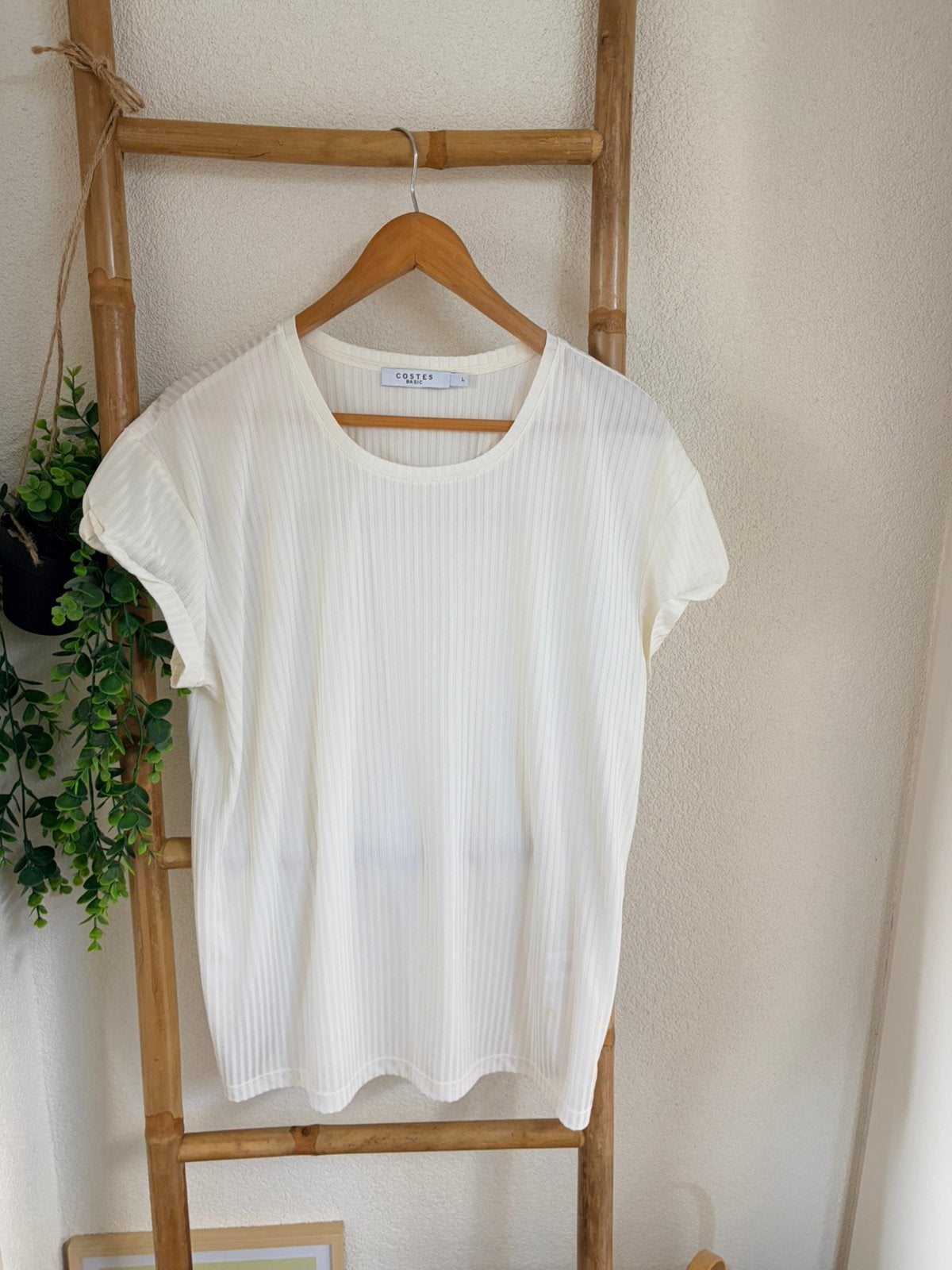 Costes basic tshirt maat L, Ophalen of Verzenden, Zo goed als nieuw, Beige, Korte mouw