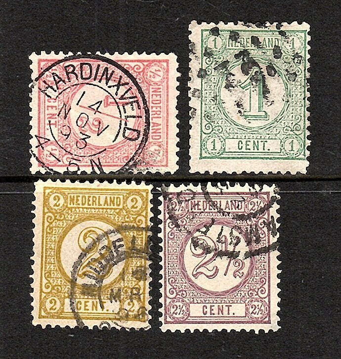 nvph 30-33 cijferzegels 1876-1894 gebruikt zie scan 062, Ophalen of Verzenden, T/m 1940, Gestempeld