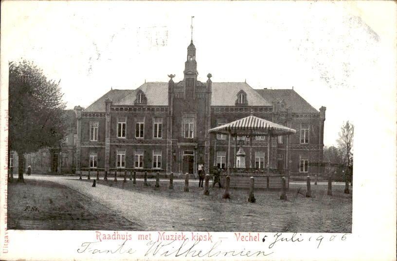 Vechel - Raadhuis met Muziek Kiosk, Ophalen of Verzenden, Voor 1920, Gelopen, Noord-Brabant