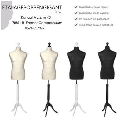 Paspop - Buste Div.Maten met Witte / Zwarte 3 Poot Nieuw EPG, Kleding | Heren, Overige kleuren, Nieuw, Ophalen of Verzenden, ETALAGEPOPPENGIGANT.NL