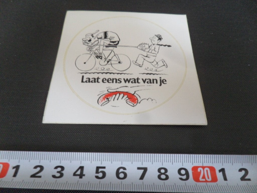 sticker PTT Telecom Laat eens wat van je hoorn Fiets wielren, Verzamelen, Ophalen of Verzenden, Zo goed als nieuw