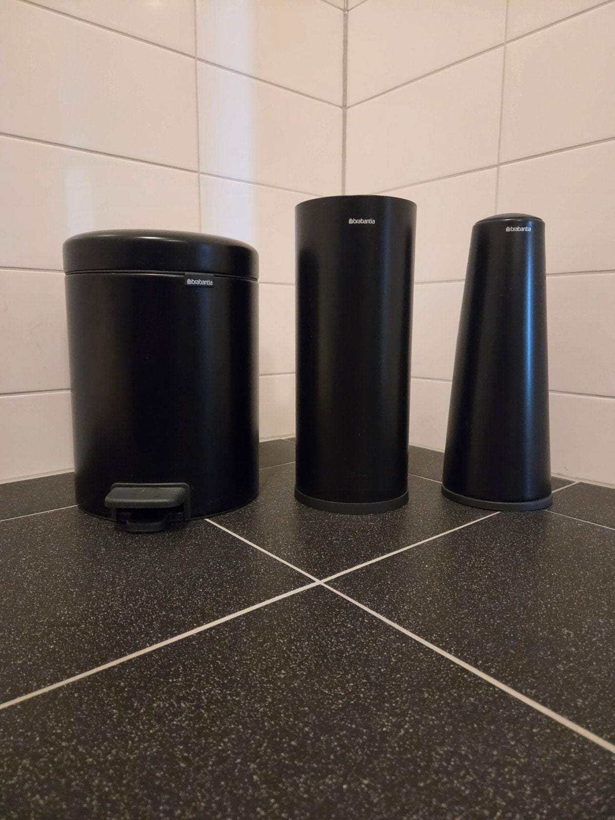 Brabantia NewIcon set matt zwart black pedaalemmer 5L - WC, Minder dan 10 liter, Ophalen, Zo goed als nieuw