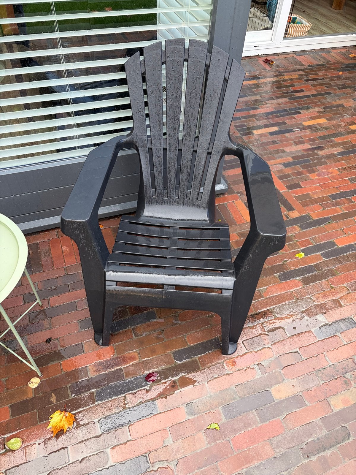Zwarte kunststof tuinstoelen (Adirondack stijl), Tuin en Terras, Ophalen of Verzenden, Gebruikt, Kunststof