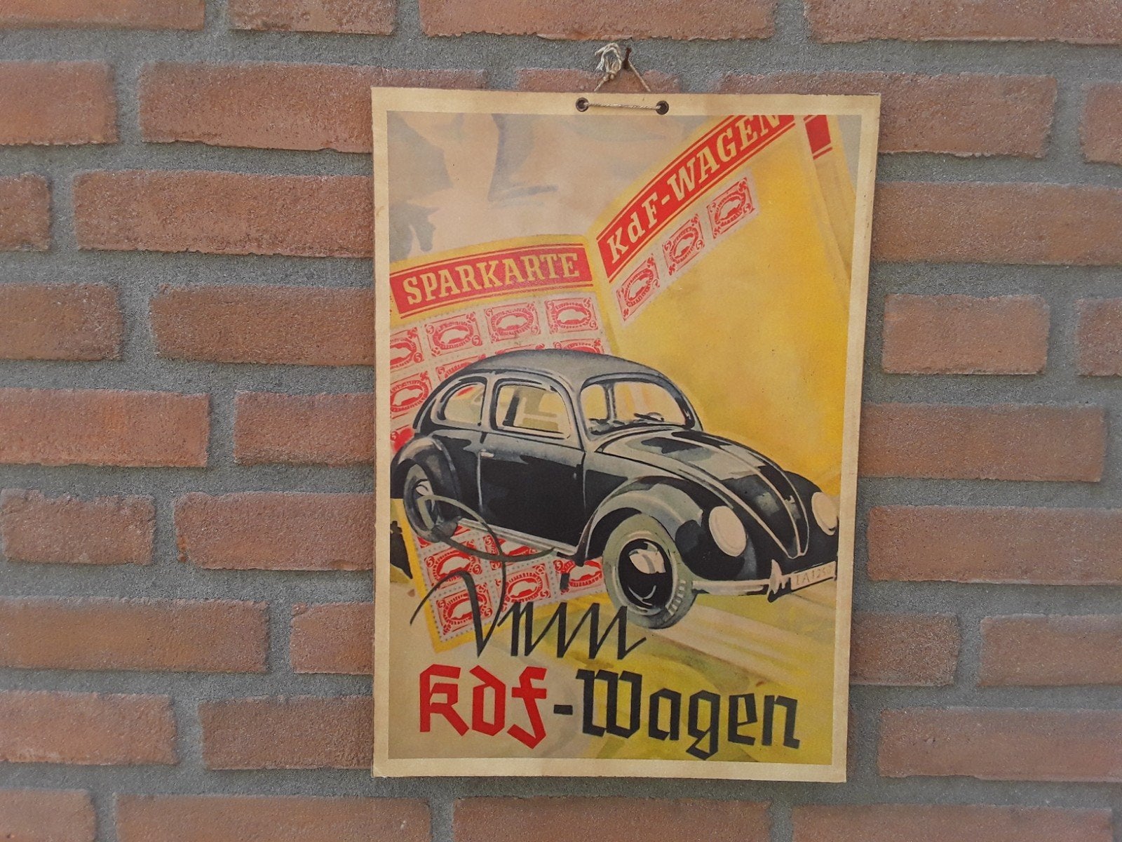 KDF kartonnen reclame bord.VW oldtimer, Ophalen of Verzenden, Zo goed als nieuw, Reclamebord