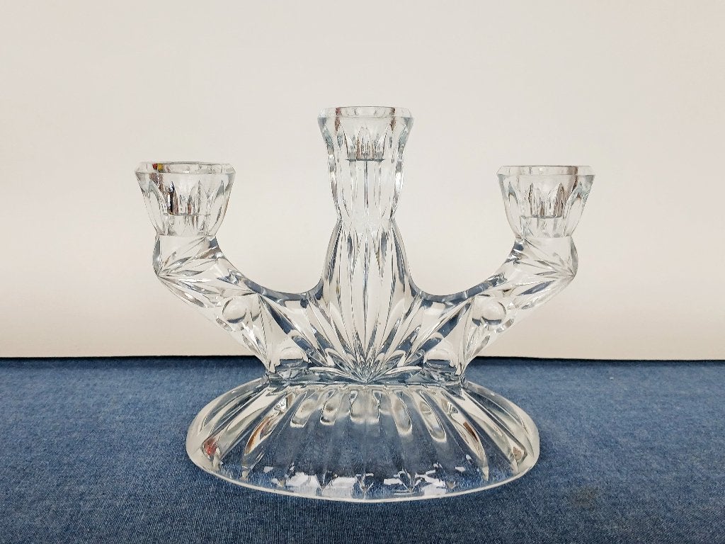 3-Armige Kandelaar Oberglas Oostenrijk Persglas Art Deco, Antiek en Kunst, Ophalen of Verzenden, Glas
