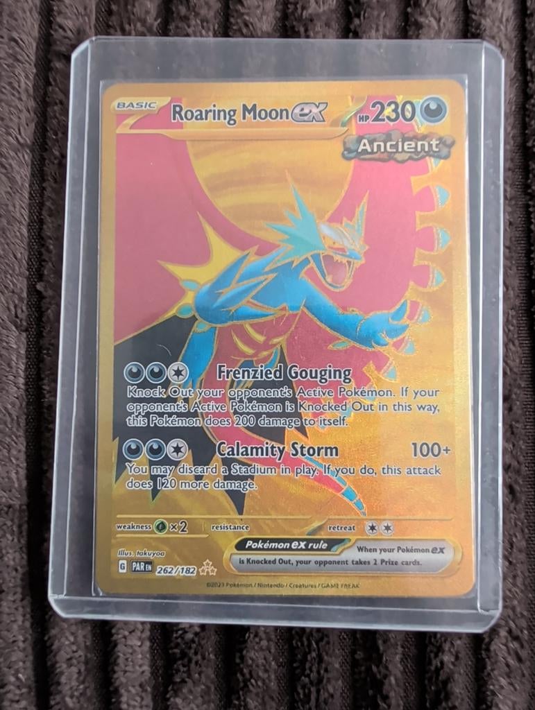 Roaring Moon ex 262/182 - Paradox Rift Pokémon Kaart, Ophalen of Verzenden, Zo goed als nieuw, Losse kaart, Foil