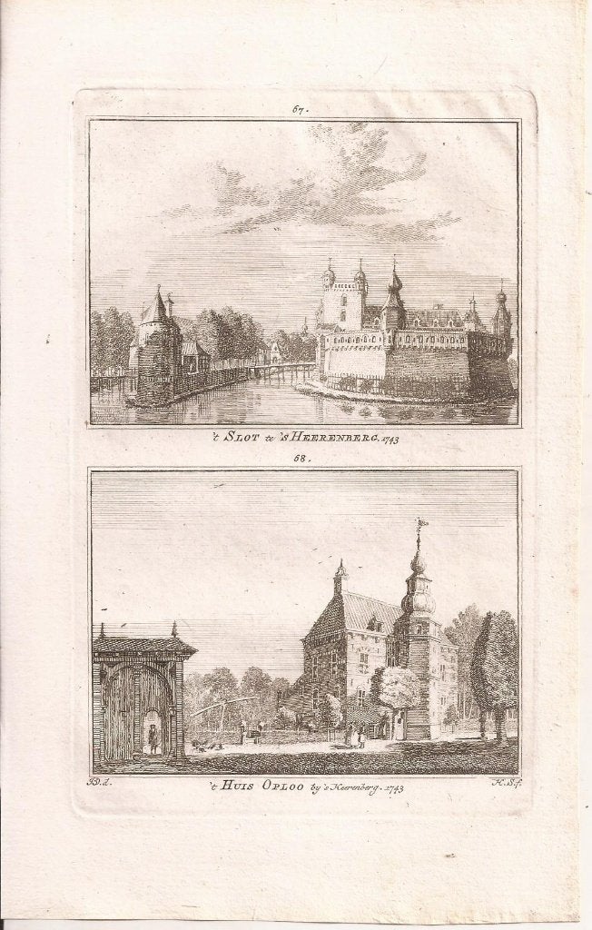 t Slot te 's Heerenberg 1743 't Huis Oploo by 's Heerenberg, Stadsgezicht, Ophalen of Verzenden, 15 cm, 10 cm