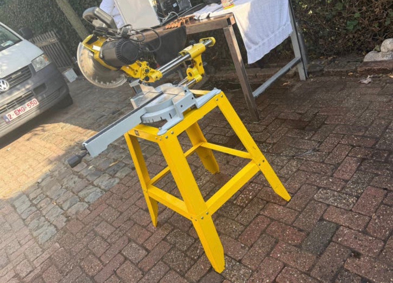 PowerPlus X072 Professionele Afkort- en Verstekzaag, Doe-het-zelf en Verbouw, Werkbanken, Ophalen, Zo goed als nieuw