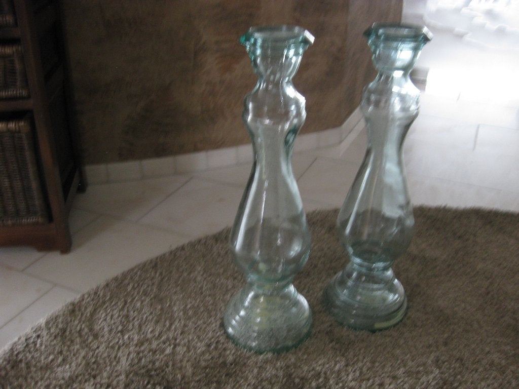 2 glazen kandelaars, 55 cm, Ophalen of Verzenden, Kandelaar, Glas