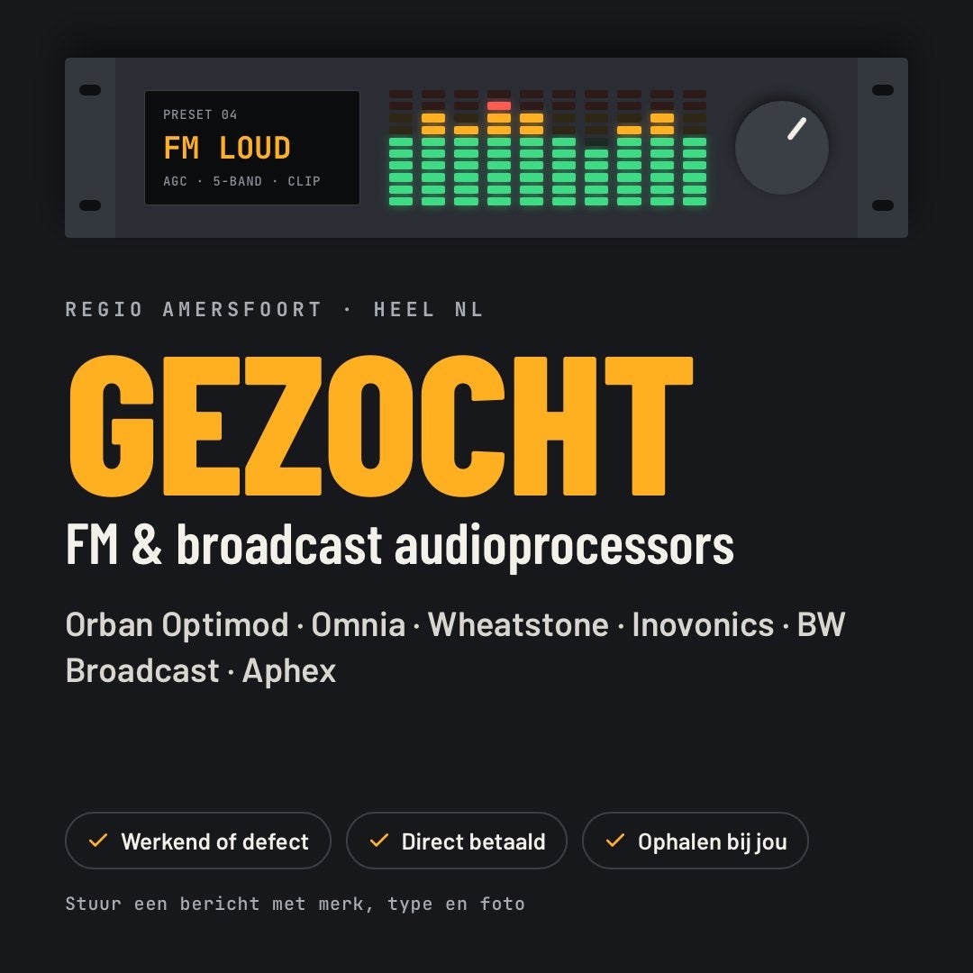 GEZOCHT: FM/broadcast audioprocessors: Orban, Omnia en meer, Ophalen of Verzenden, Zo goed als nieuw, Audio