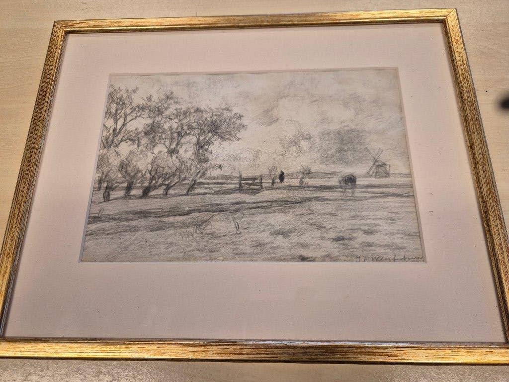 J.H. Weissenbruch, Antiek en Kunst, Ophalen of Verzenden, Tekening, Houtskooltekening, Handgemaakt