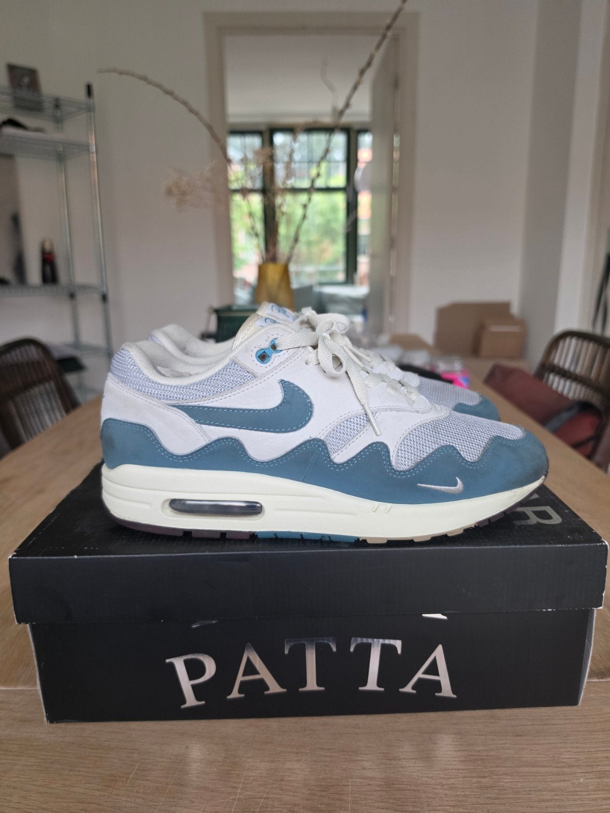 Nike Air Max 1 Patta Noise Aqua US 9.5 EU43, Kleding | Heren, Schoenen, Blauw, Nike, Ophalen of Verzenden, Sneakers of Gympen