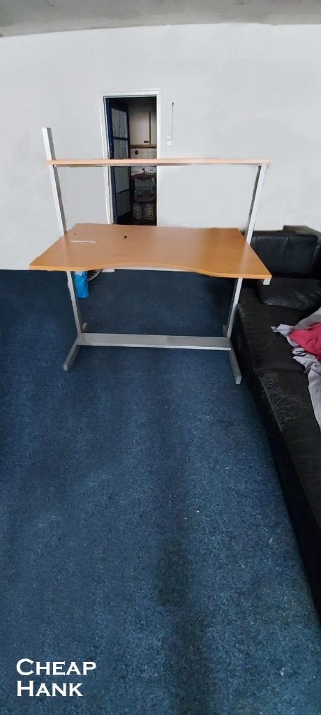 Hout en metalen Bureau, Ophalen, Gebruikt, 140 cm, Industrieel