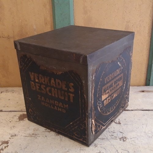 Blik Verkade biscuit Zaandam kleine rondjes origineel metaal, Antiek en Kunst, Curiosa en Brocante, Ophalen of Verzenden