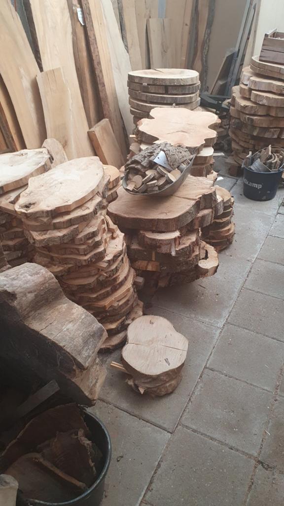 Boomstamschijf staptegel bruiloft decoratie vensterbank eik, Ophalen of Verzenden, Hout