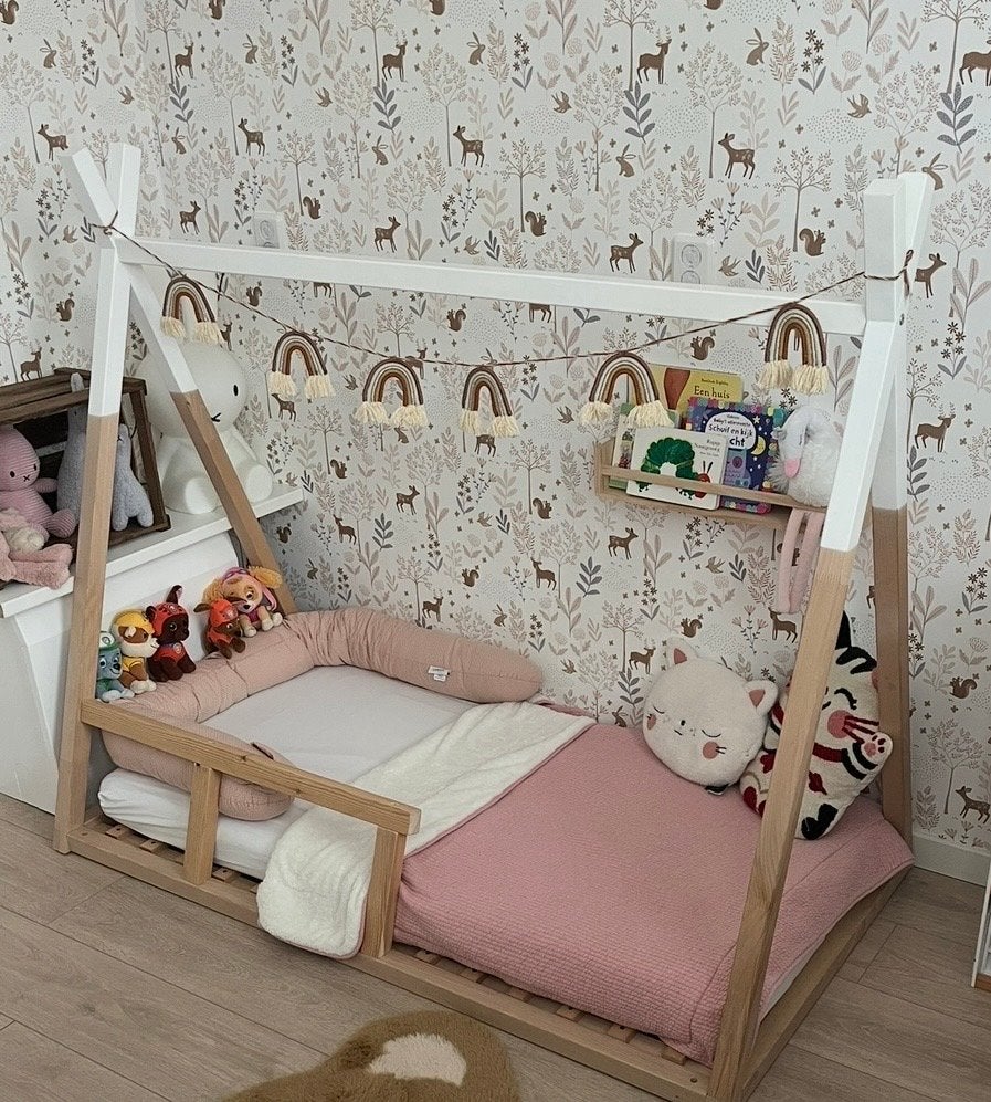 Peuterbed Childhome Tipi vloer Bed 70x140 met lattenbodem, Ophalen, 70 tot 85 cm, 140 tot 160 cm, Zo goed als nieuw