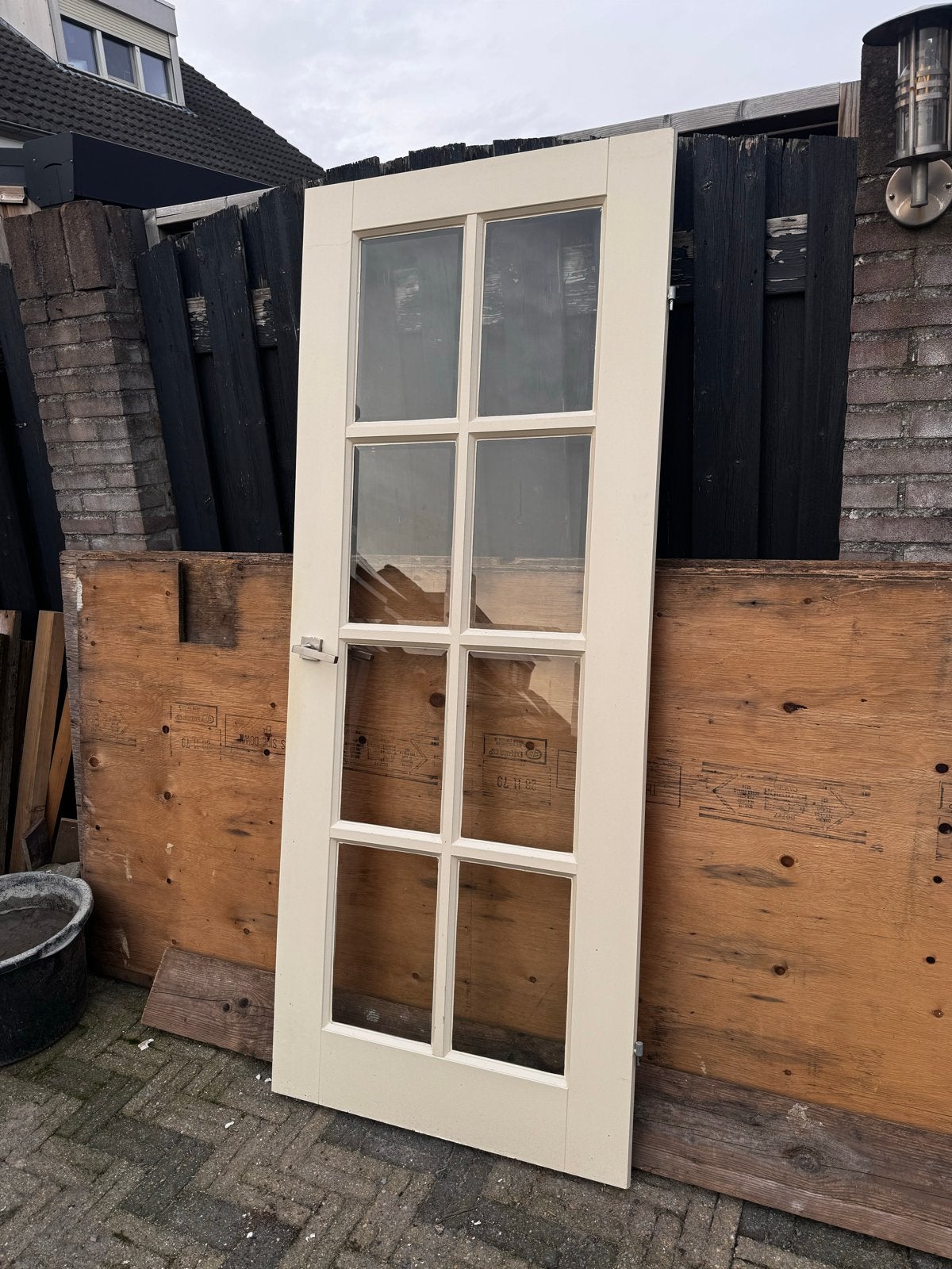 Opdekdeur met facetglas, Ophalen, Gebruikt, 80 tot 100 cm, Binnendeur