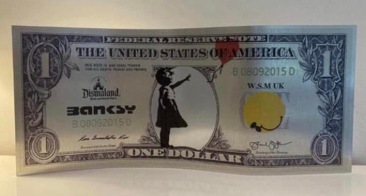 BANKSY : Metalen ticket. Gemaakt in 6 exemplaren., Antiek en Kunst, Kunst | Designobjecten, Ophalen of Verzenden