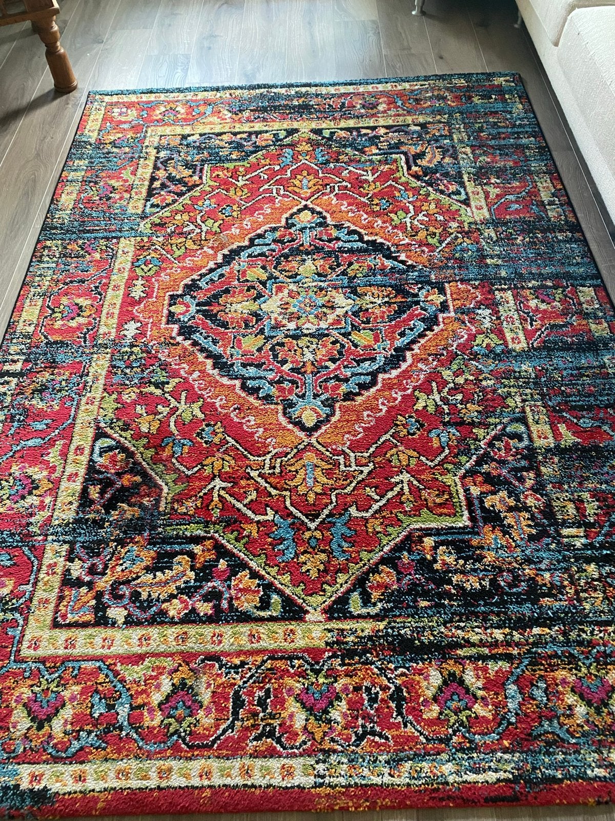 Vloerkleed 230x160 cm - Rood/Blauw/oranje  - Oosters patroon, Huis en Inrichting, Stoffering | Tapijten en Kleden, Gebruikt, 150 tot 200 cm