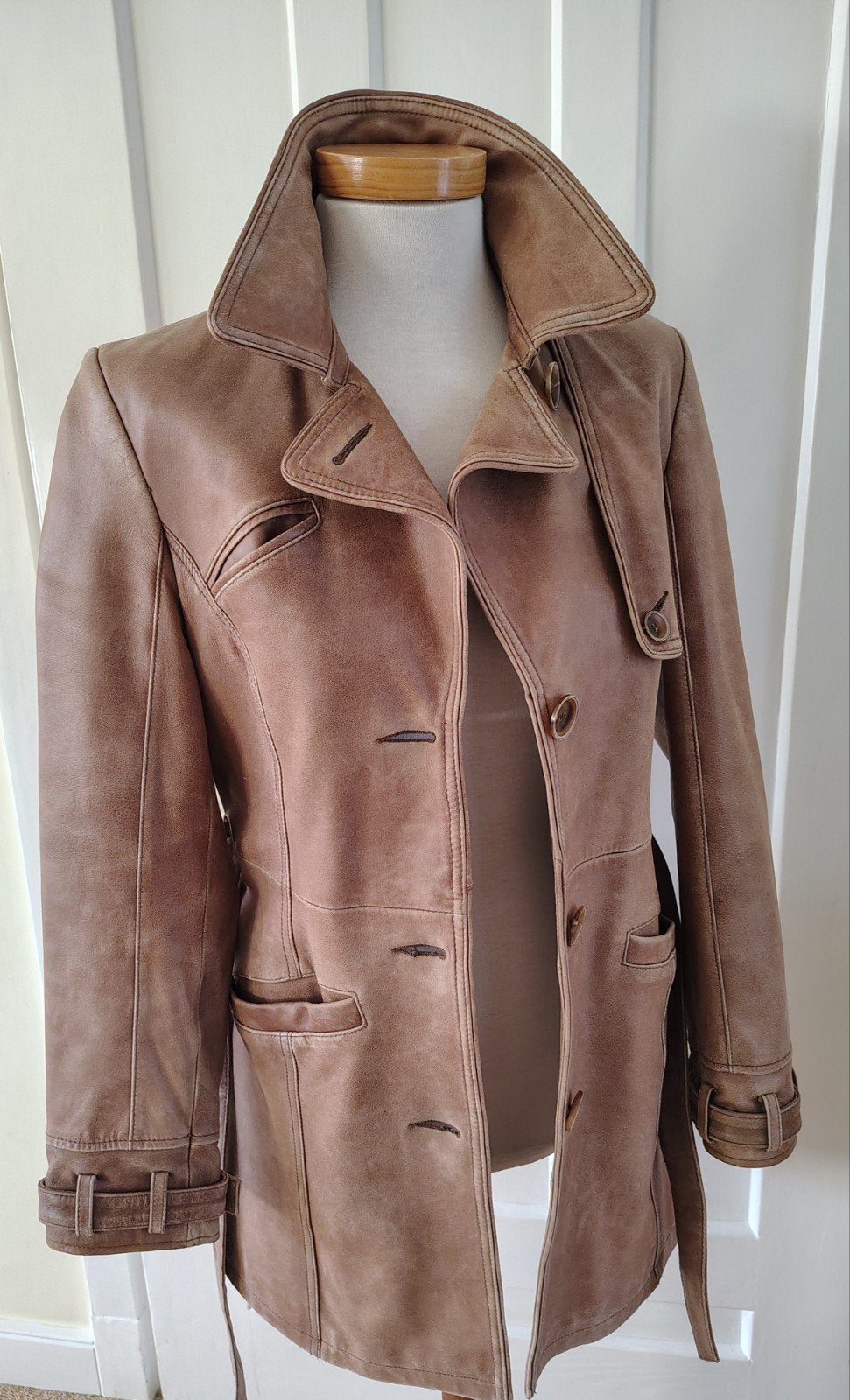 Arma leren trenchcoat/jas M kastanjebruin, Maat 38/40 (M), Bruin, Arma, Ophalen of Verzenden