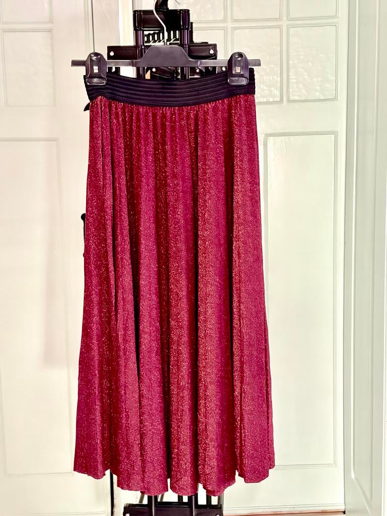 Black Rose bordeauxrode glitter plissé rok maat M/38, Maat 38/40 (M), Ophalen of Verzenden, Gedragen, Rood