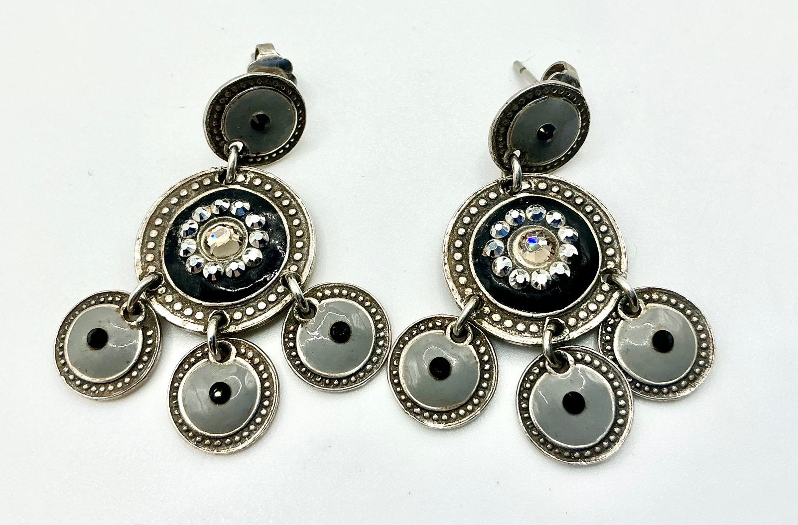 Vintage oorbellen Gas Bijoux oorbellen Swarovski emaille, Verzenden, Overige materialen, Oorbellen