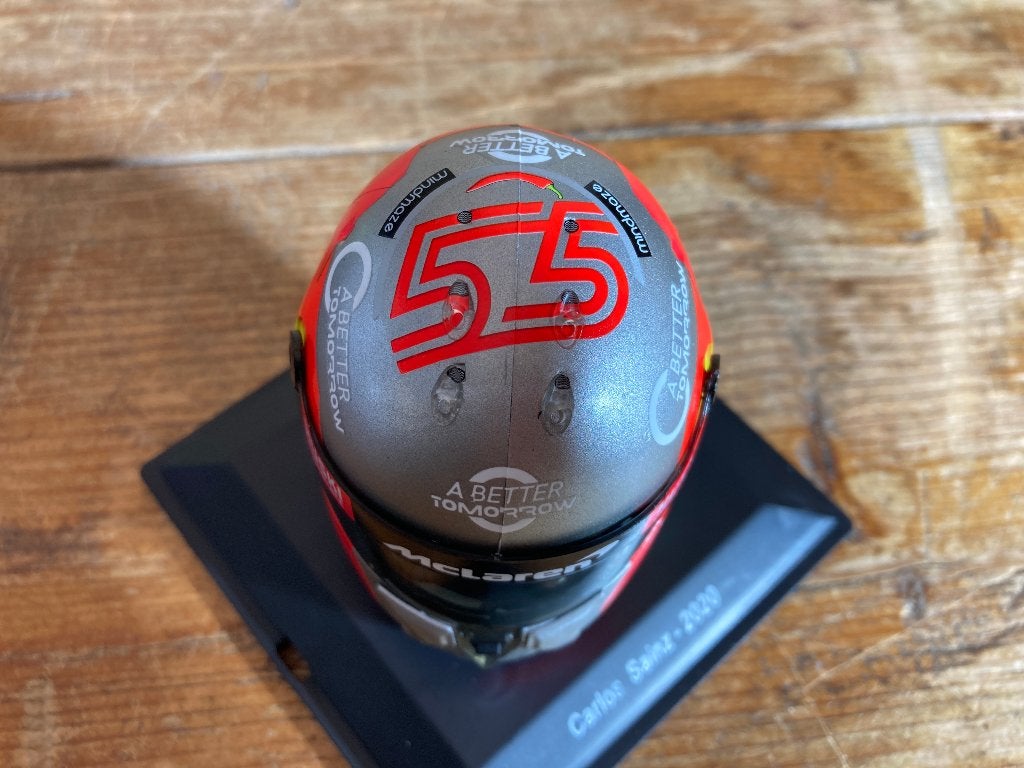 ✅ Carlos Sainz 2020 helm 1:5 Spark Mclaren Formule 1 helmet, Ophalen of Verzenden, Nieuw, Formule 1