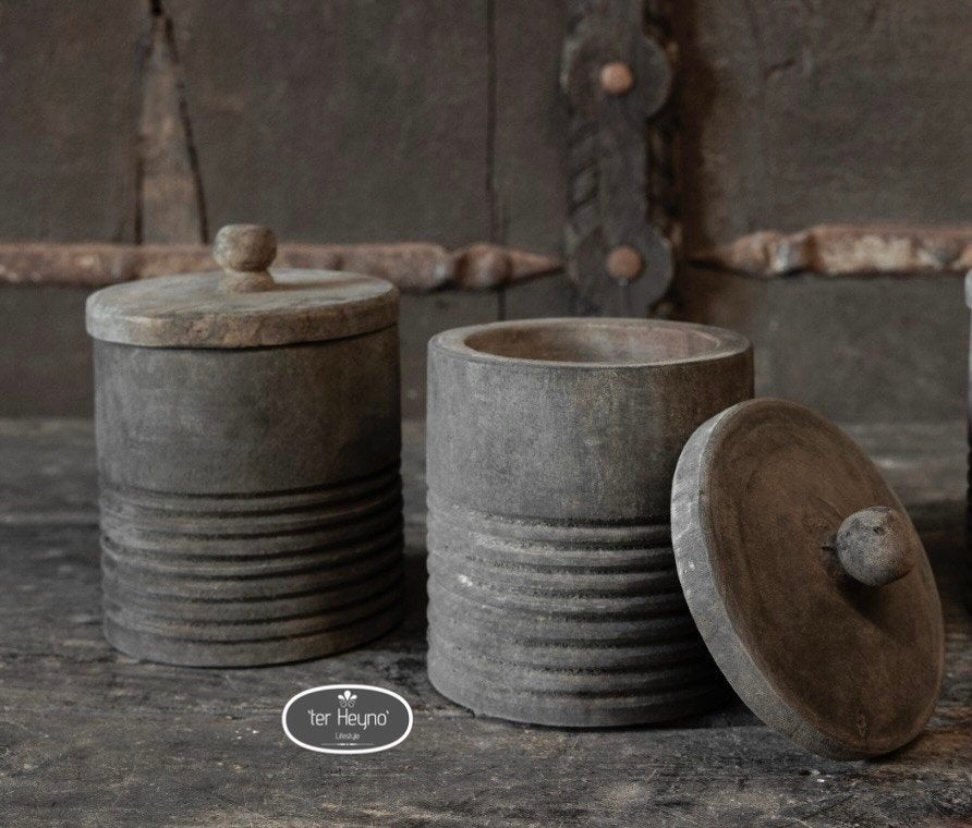 Houten pot met deksel bakje hout stoer sober landelijk, Huis en Inrichting, Verzenden, Handgemaakt, Overige vormen, Hout