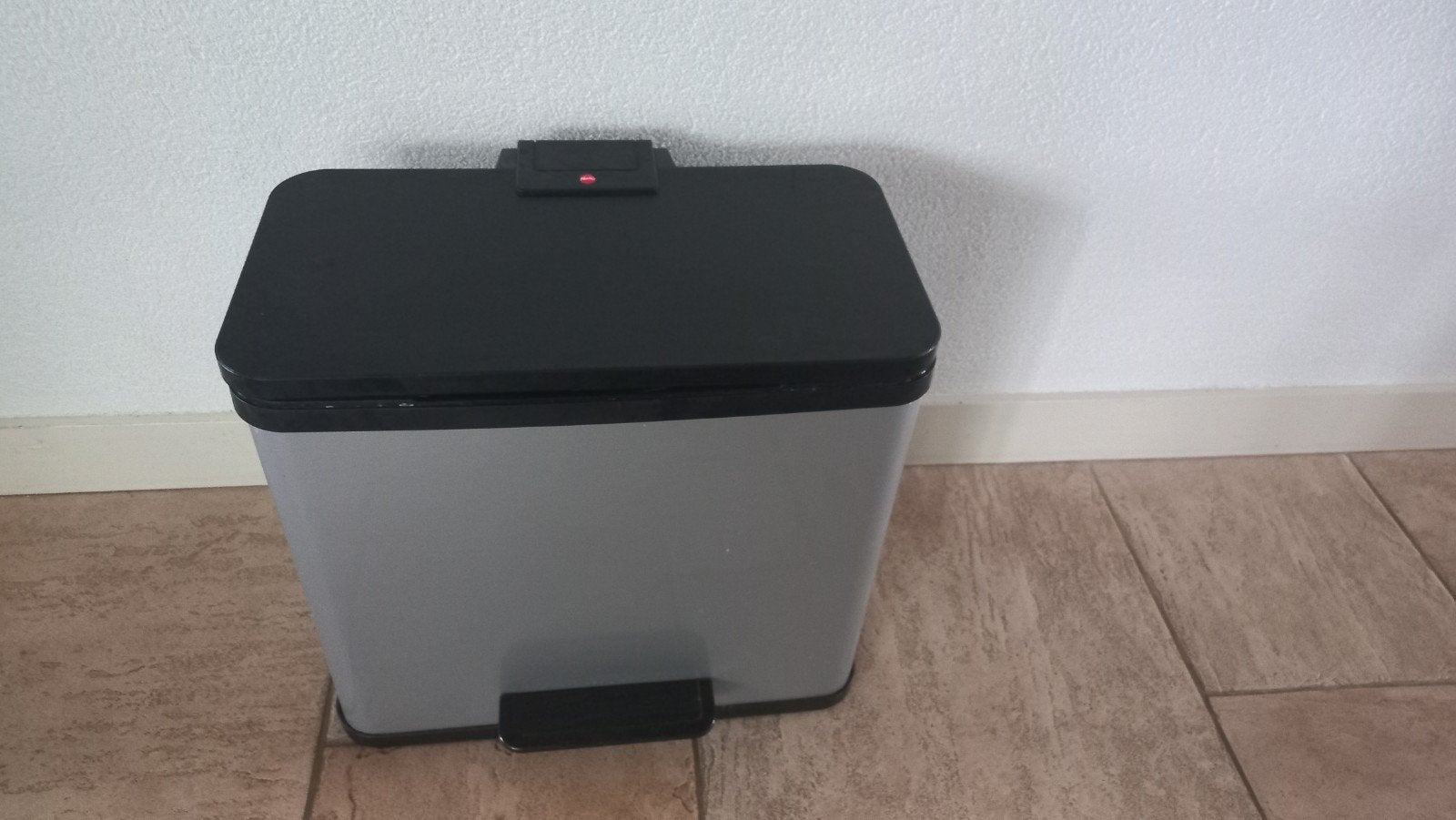Hailo pedaalemmer met 3 vakken - grijs/zwart prullenbak, Ophalen of Verzenden