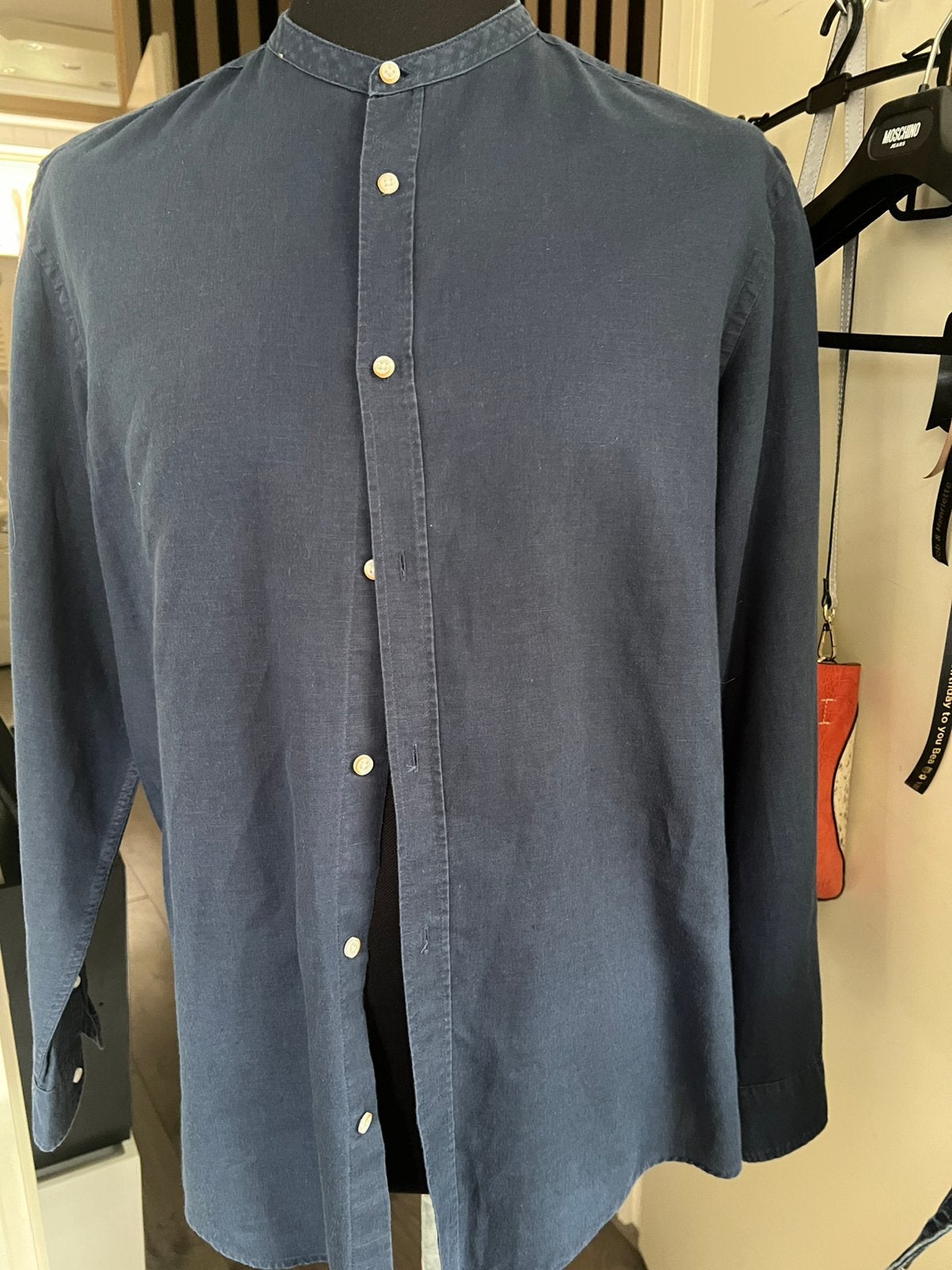 Linnen grijs heren hemd, Kleding | Heren, Overhemden, Ophalen of Verzenden, Zo goed als nieuw, Grijs