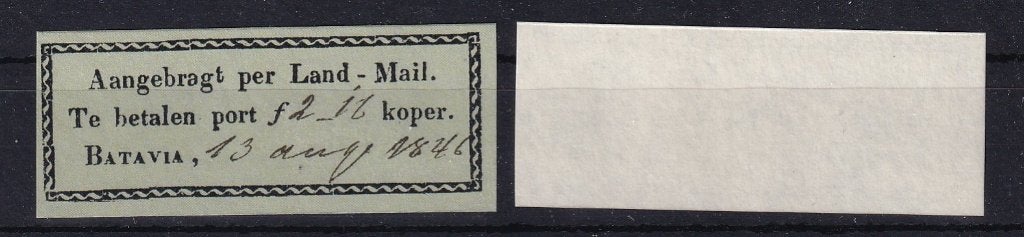 D160A) 1846 Landmailzegel Ned Indie type I €1000 geen gar, Postzegels en Munten, Postzegels | Nederlands-Indië en Nieuw-Guinea